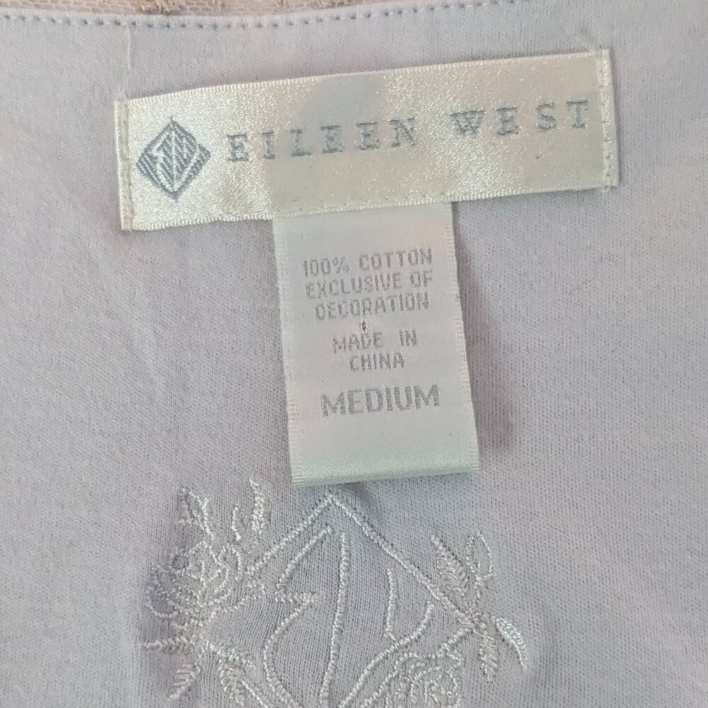 ** NEW ** EILEEN WEST Cotton Long Sleeve Lace Ballet Nightgown Medium Lilac - Picture 5 of 7